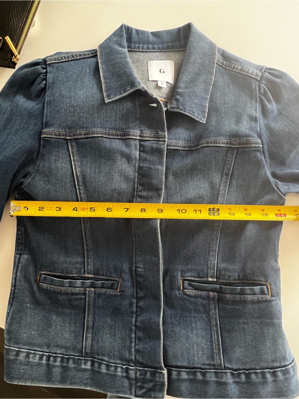 GOOP G.Label Gwyn Fitted Women's Denim Jacket with puffed shoulder detail size M - Picture 9 of 10